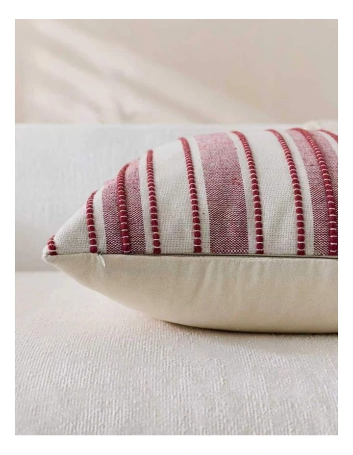 GIOIA CASA Heritage Linear Woven Cushion Covers in Burgundy 2 Pack image 4