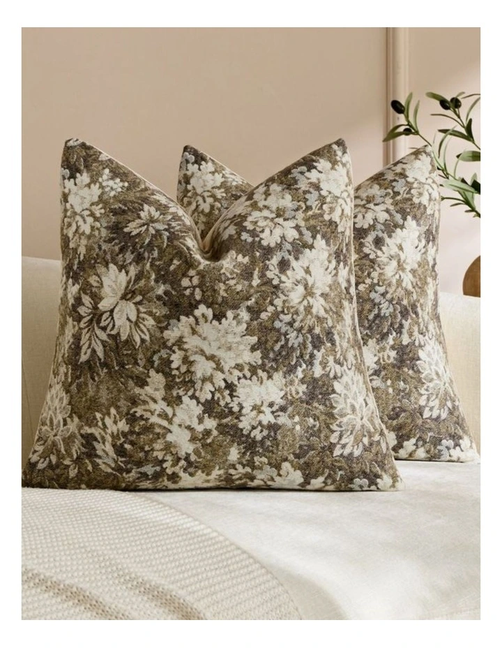 GIOIA CASA Vintage Botanical Chenille Cushion Covers in Beige 2 Pack image 2