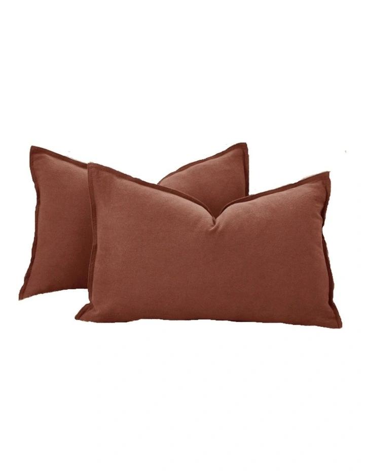 GIOIA CASA Linen-Cotton Cushion Covers in Brick 2 Pack image 2