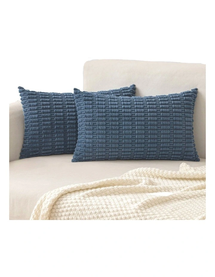 GIOIA CASA Boho Corduroy Cushion Covers in Dusty Blue 2 Pack image 2