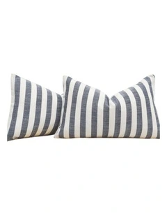 GIOIA CASA Yarn Dyed Linen Cotton Cushion Covers in Navy 2 Pack