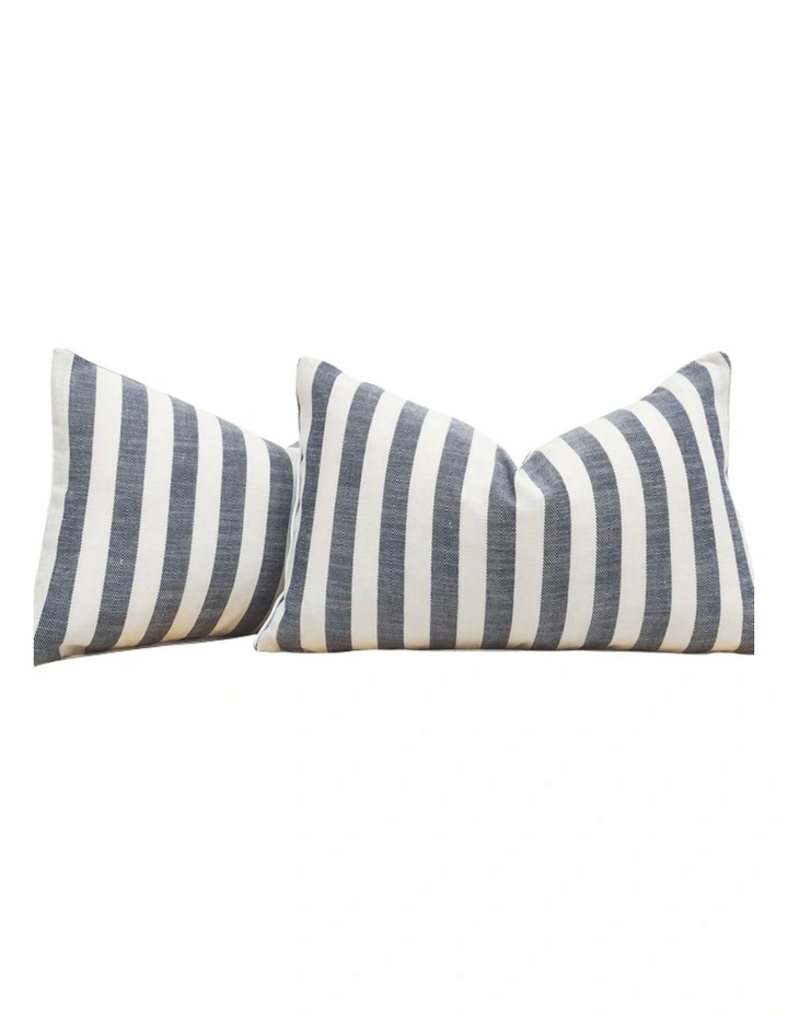 GIOIA CASA Yarn Dyed Linen Cotton Cushion Covers in Navy 2 Pack image 1