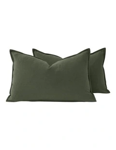 GIOIA CASA Linen-Cotton Cushion Covers in Khaki Green 2 Pack