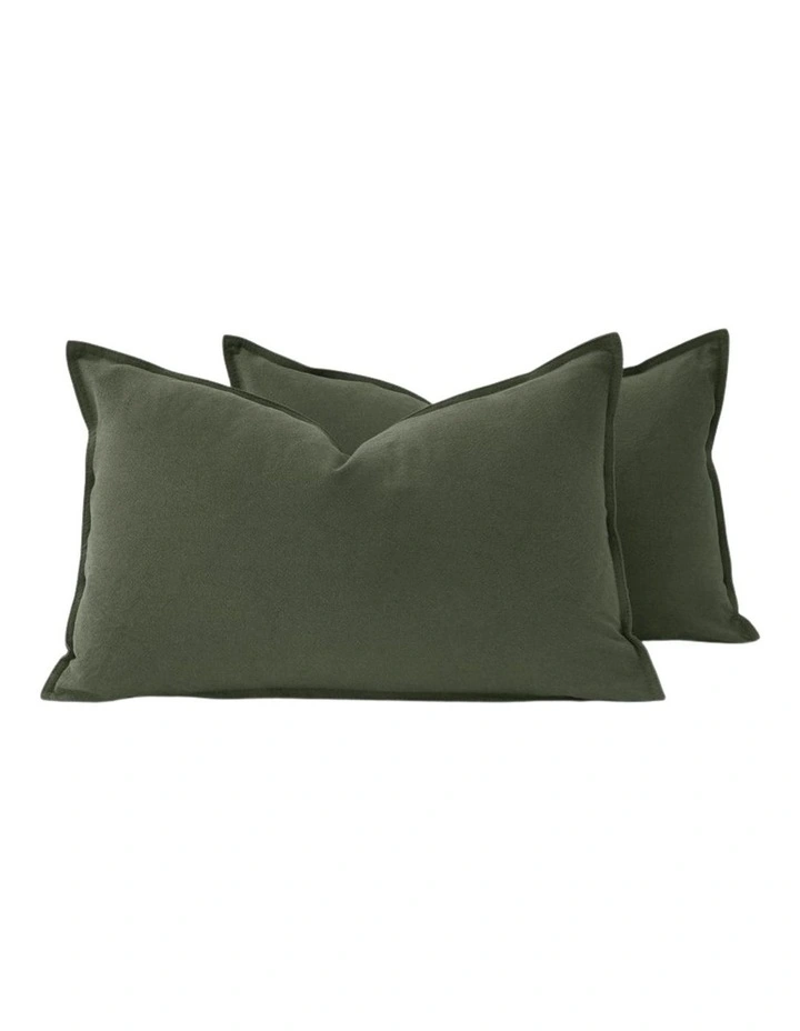 GIOIA CASA Linen-Cotton Cushion Covers in Khaki Green 2 Pack image 1