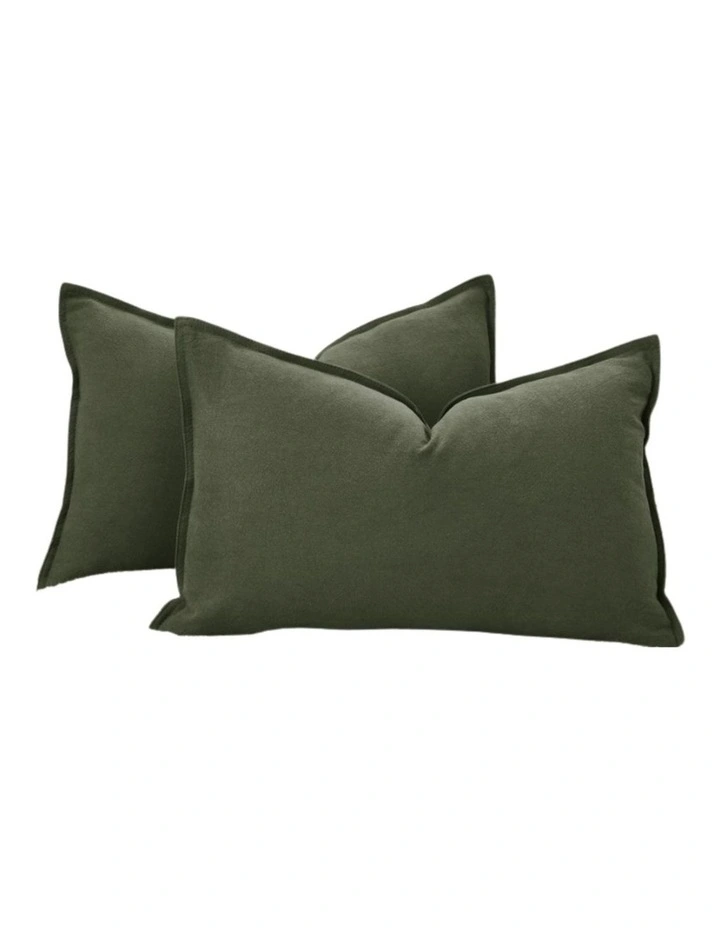 GIOIA CASA Linen-Cotton Cushion Covers in Khaki Green 2 Pack image 2