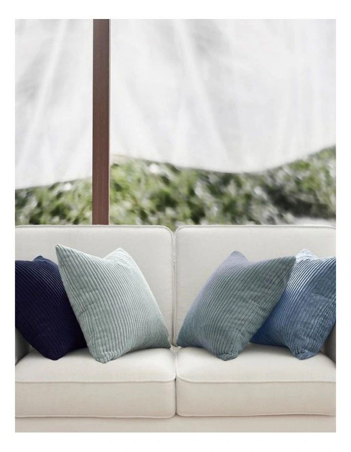 GIOIA CASA Corduroy Velvet Cushion Covers in Blue Set of 4 image 3