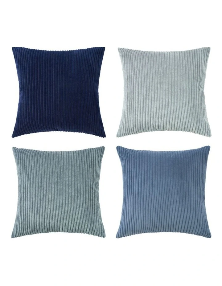 GIOIA CASA Corduroy Velvet Cushion Covers in Blue Set of 4 image 5