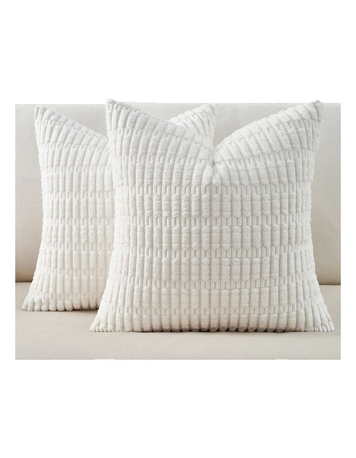 GIOIA CASA Boho Corduroy Cushion Covers in White 2 Pack image 2