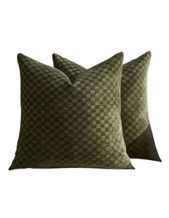 GIOIA CASA Chenille Waffle Cushion Covers in Khaki Green 2 Pack