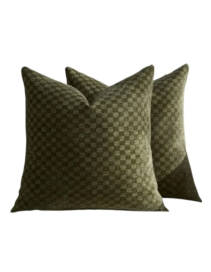 GIOIA CASA Chenille Waffle Cushion Covers in Khaki Green 2 Pack image 1
