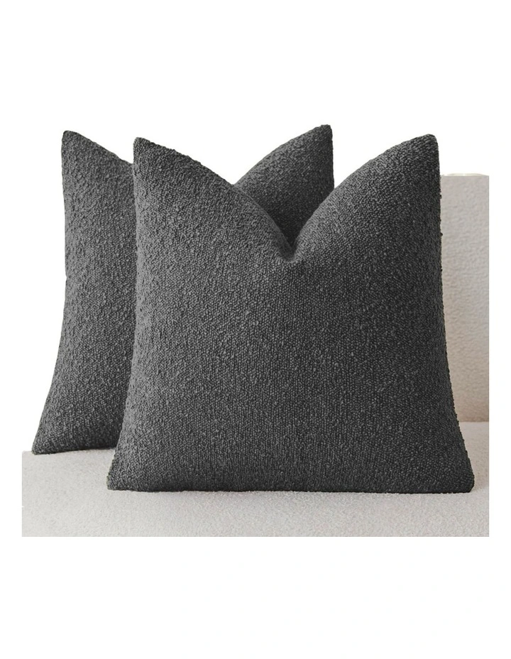 GIOIA CASA Boucl Cushion Covers in Charcoal 2 Pack image 2