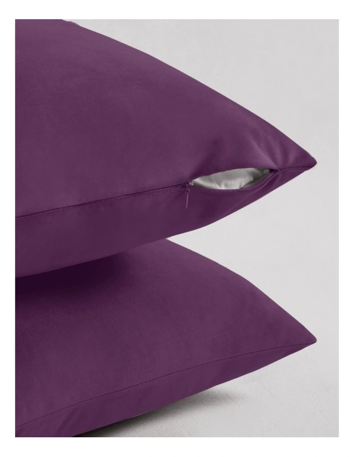 GIOIA CASA Velvet Cushion Covers in Plum 2 Pack image 2