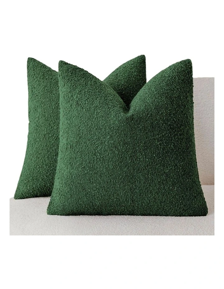 GIOIA CASA Boucl Cushion Covers in Forest Green 2 Pack image 2