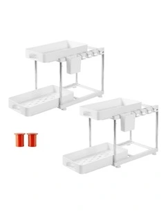 Toque 2 x Under Sink Organizer 2 Tier Cabinet Storage Rack Adjustable Kitchen