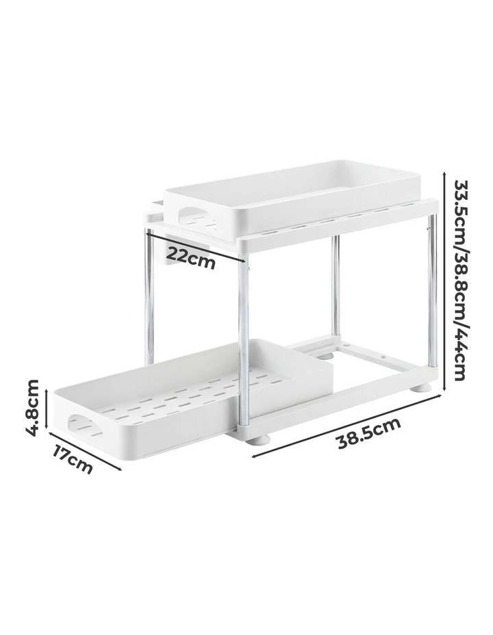 Toque 2 x Under Sink Organizer 2 Tier Cabinet Storage Rack Adjustable Kitchen image 3