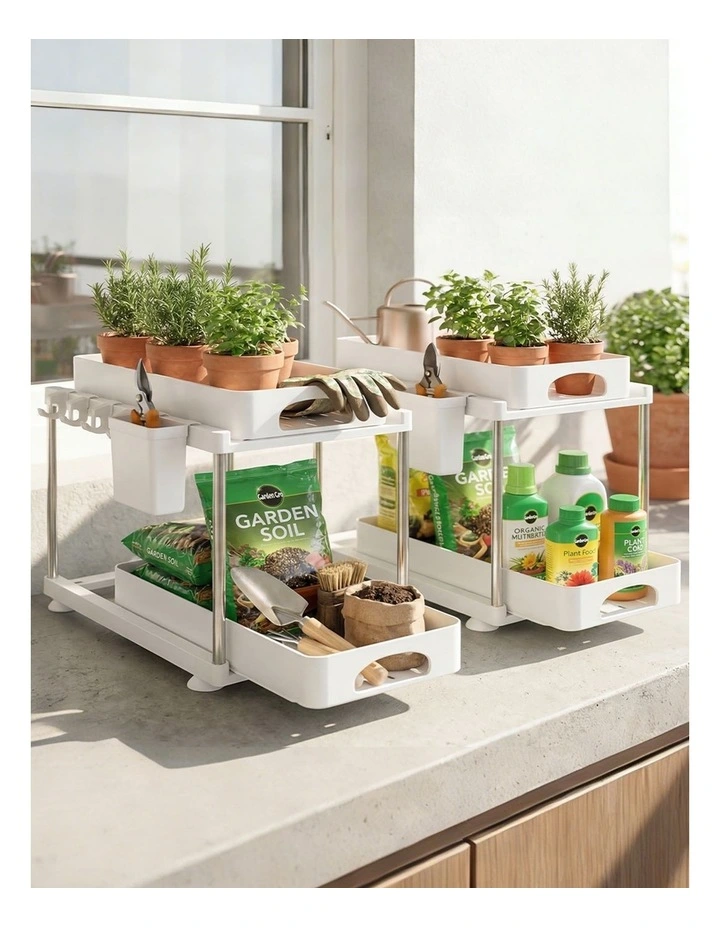 Toque 2 x Under Sink Organizer 2 Tier Cabinet Storage Rack Adjustable Kitchen image 7