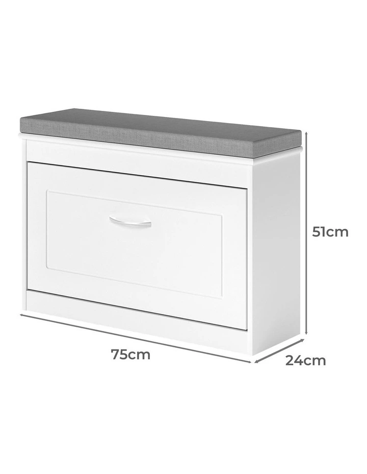 Levede 75cm Shoe Rack Storage Cabinet Bench Cosy Padded Seat Organiser Cupboard image 3