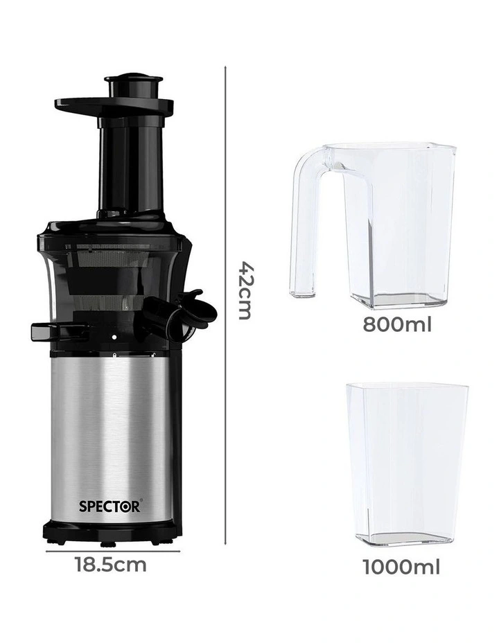 Spector Cold Press Slow Juicer Quiet Easy Clean Black image 3