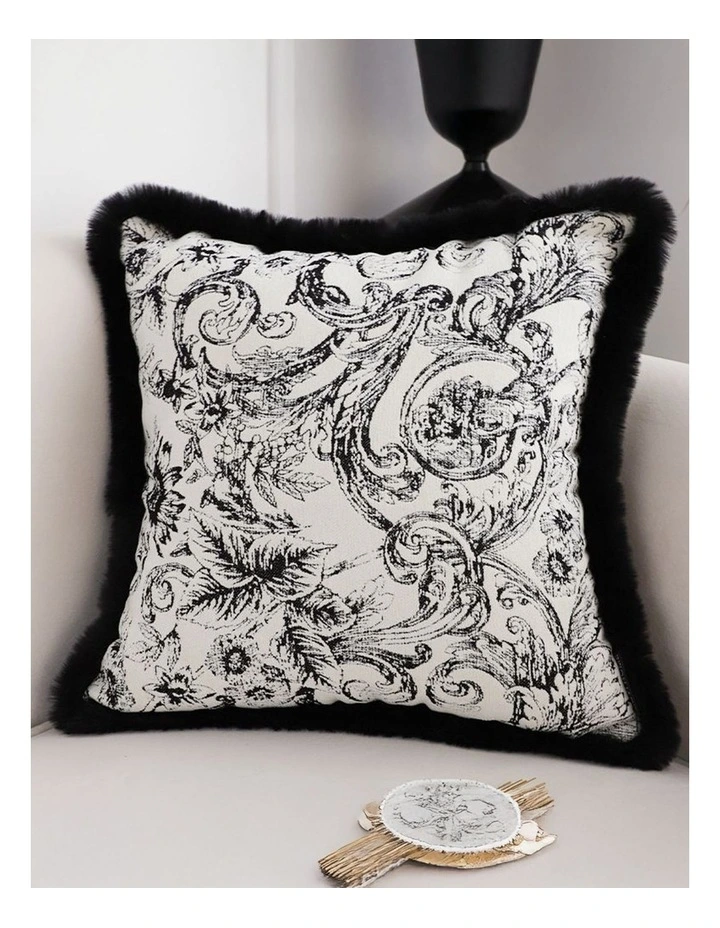 SOGA 45cm Pillow French Cover Style Floral Jacquard Woven Decorative Fringe Throw Pillow image 3