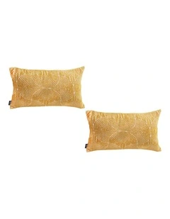 SOGA 2X 35cm Mustard Yellow Throw Pillow Geometric Indoor and Outdoor Corded for Home Decor