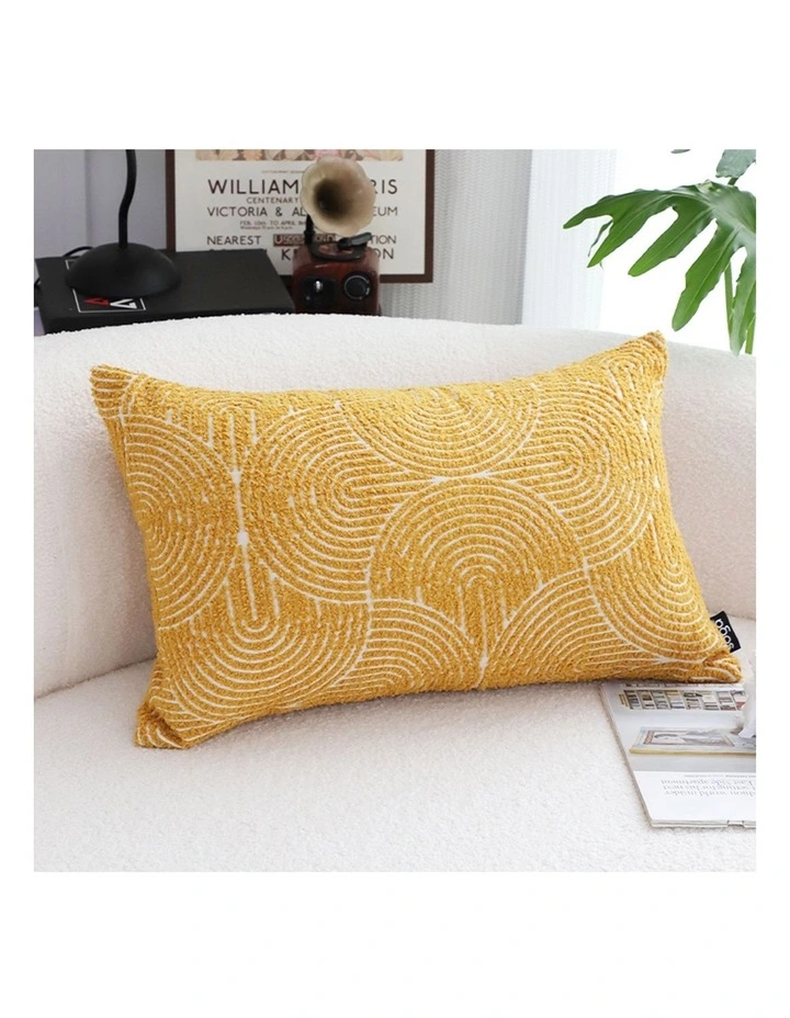 SOGA 2X 35cm Mustard Yellow Throw Pillow Geometric Indoor and Outdoor Corded for Home Decor image 2