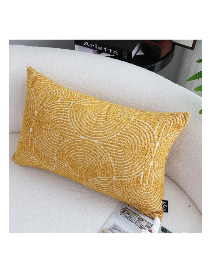 SOGA 2X 35cm Mustard Yellow Throw Pillow Geometric Indoor and Outdoor Corded for Home Decor image 3
