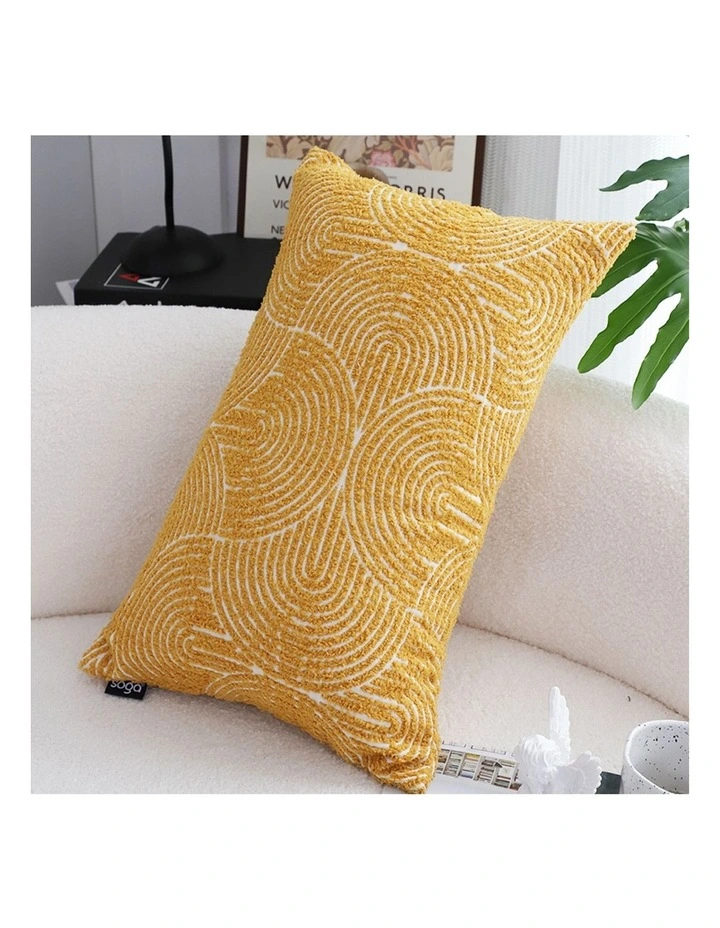SOGA 2X 35cm Mustard Yellow Throw Pillow Geometric Indoor and Outdoor Corded for Home Decor image 4