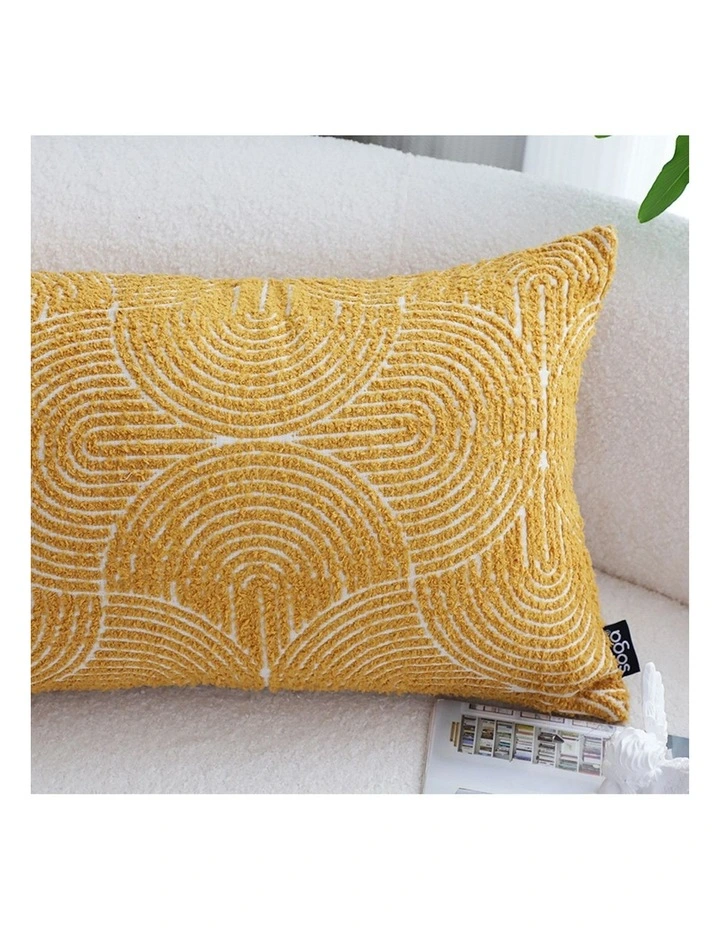SOGA 2X 35cm Mustard Yellow Throw Pillow Geometric Indoor and Outdoor Corded for Home Decor image 6