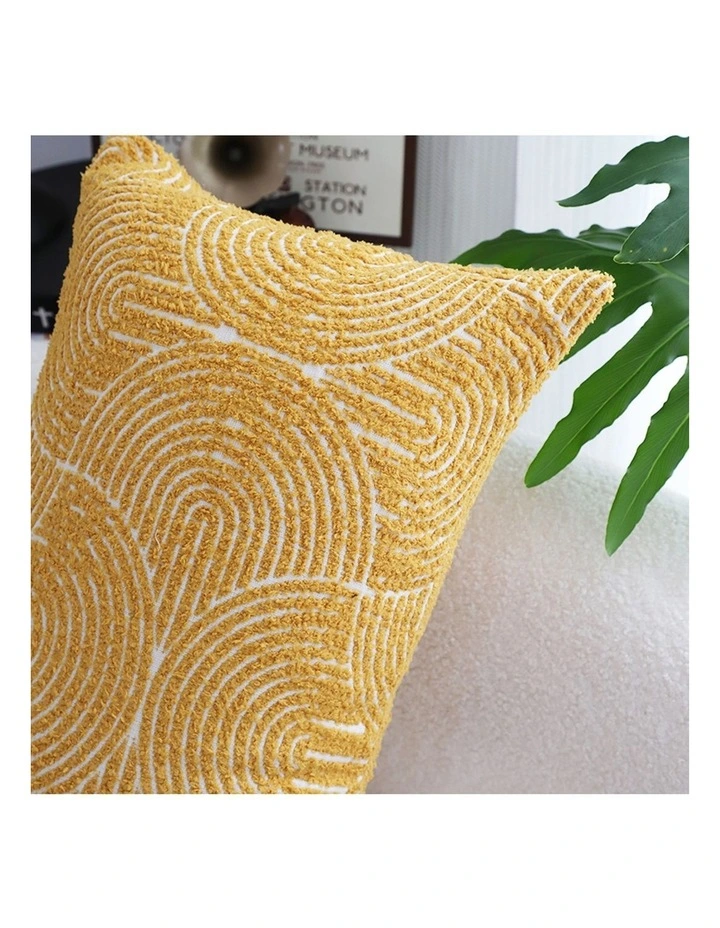 SOGA 2X 35cm Mustard Yellow Throw Pillow Geometric Indoor and Outdoor Corded for Home Decor image 7