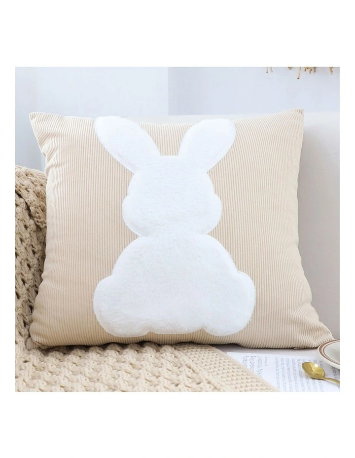 SOGA 2X 45cm Light Tan Throw Pillow White Rabbit Square Cushion Decor image 2