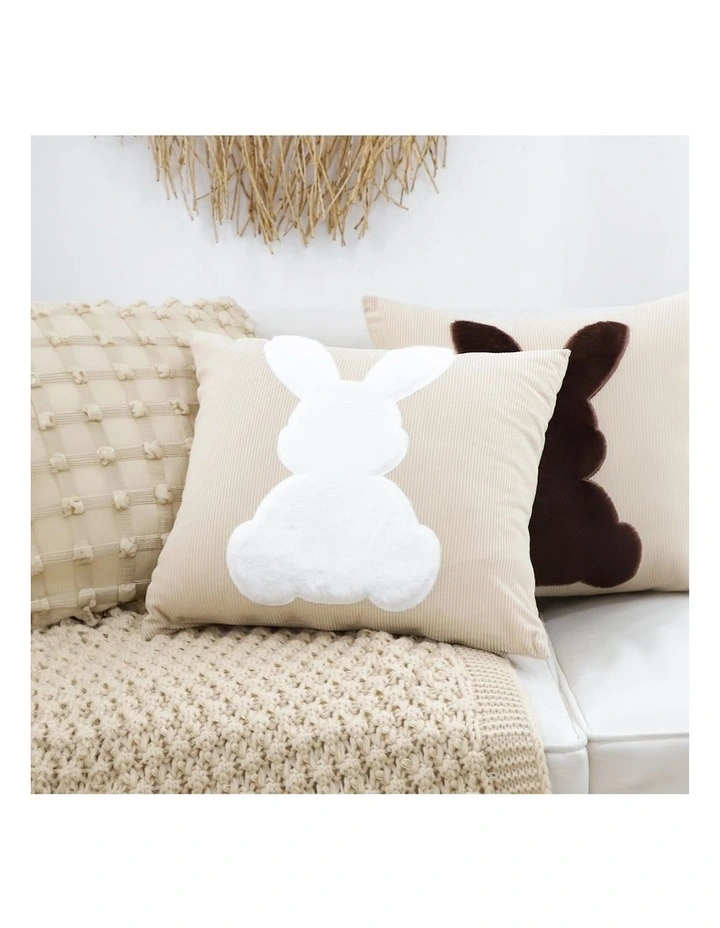 SOGA 2X 45cm Light Tan Throw Pillow White Rabbit Square Cushion Decor image 4