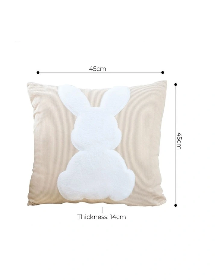 SOGA 2X 45cm Light Tan Throw Pillow White Rabbit Square Cushion Decor image 5