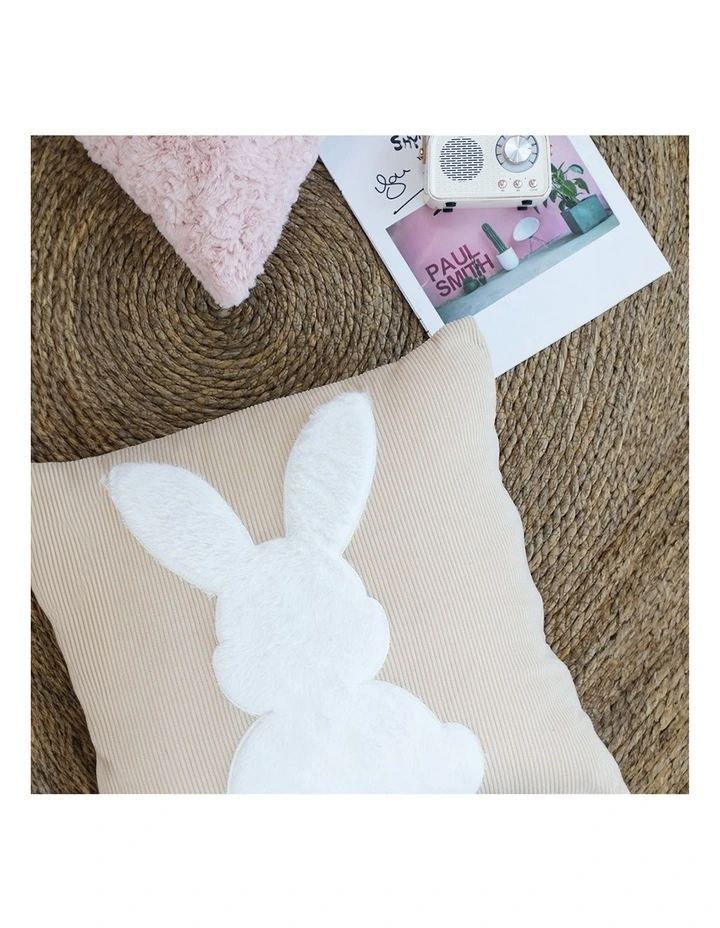 SOGA 2X 45cm Light Tan Throw Pillow White Rabbit Square Cushion Decor image 7