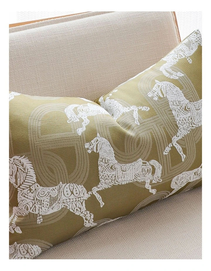 SOGA 2 Pack Vintage Olive Horse Pattern Throw Pillow 35cm image 2