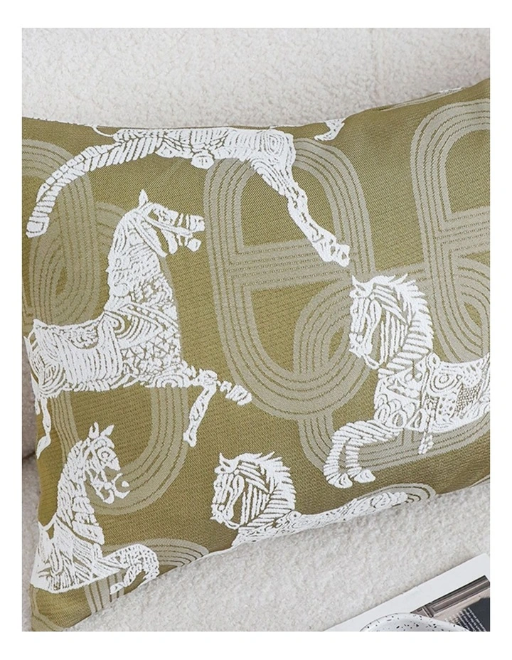 SOGA 2 Pack Vintage Olive Horse Pattern Throw Pillow 35cm image 6