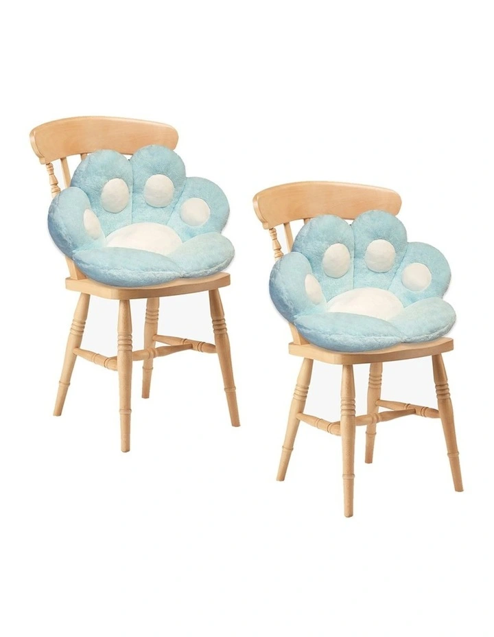 SOGA 2X 80cm Blue Paw Shape Cushion Plush Decorative Pillow Decor image 1