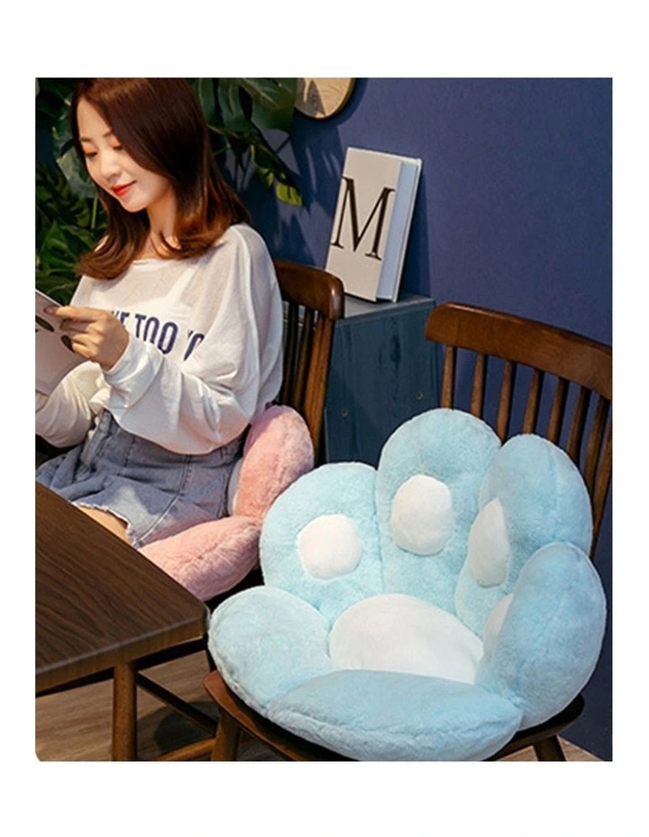 SOGA 2X 80cm Blue Paw Shape Cushion Plush Decorative Pillow Decor image 3