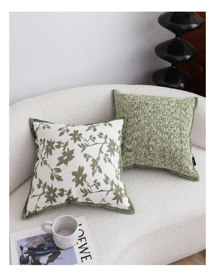 SOGA 2 Pack Floral White Green Leaf Cushion Cover 45cm image 3