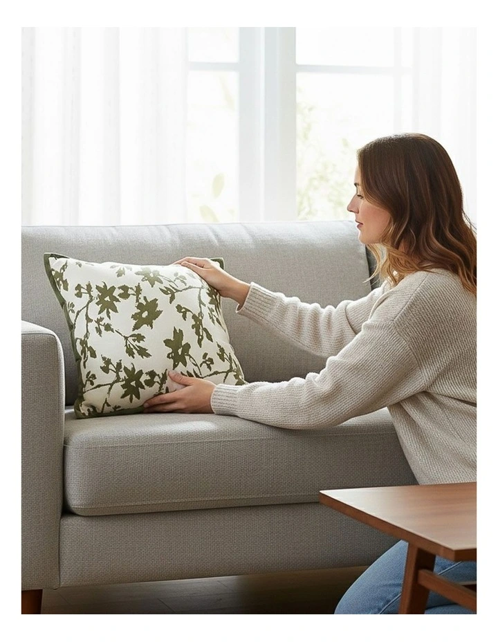 SOGA 2 Pack Floral White Green Leaf Cushion Cover 45cm image 7