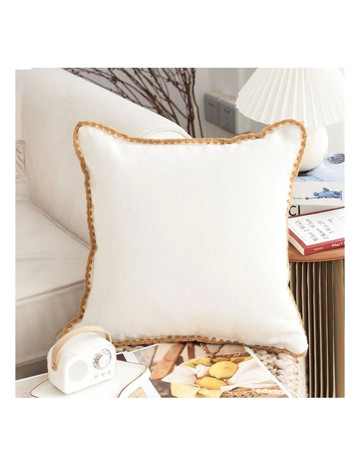 SOGA 45cm Warm Wood Tone & Apricot Shell Edged Square Throw Pillow image 2
