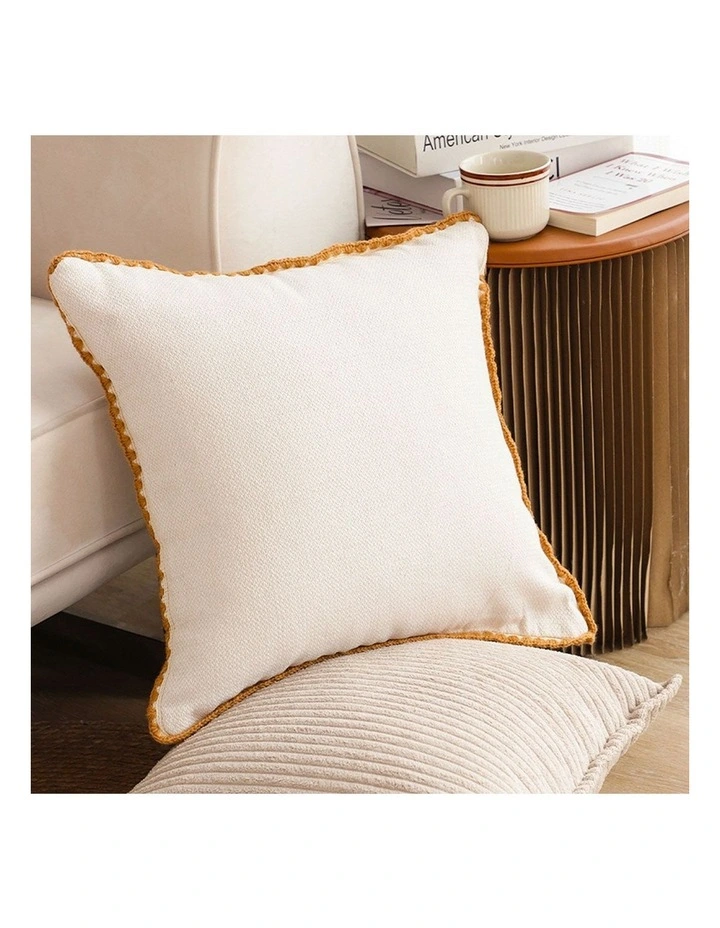 SOGA 45cm Warm Wood Tone & Apricot Shell Edged Square Throw Pillow image 3