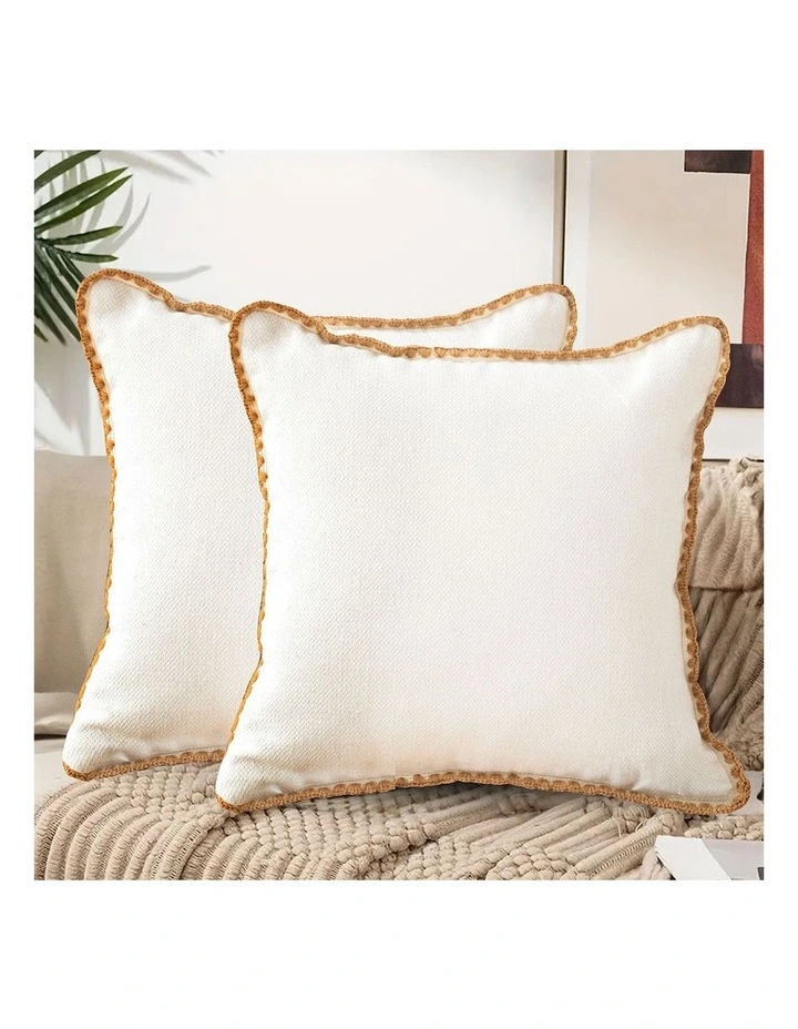 SOGA 45cm Warm Wood Tone & Apricot Shell Edged Square Throw Pillow image 5