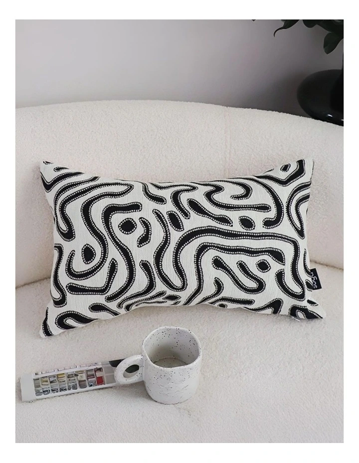 SOGA 2 Pack Black White Abstract Swirl Accent Throw Pillow 30cm image 2