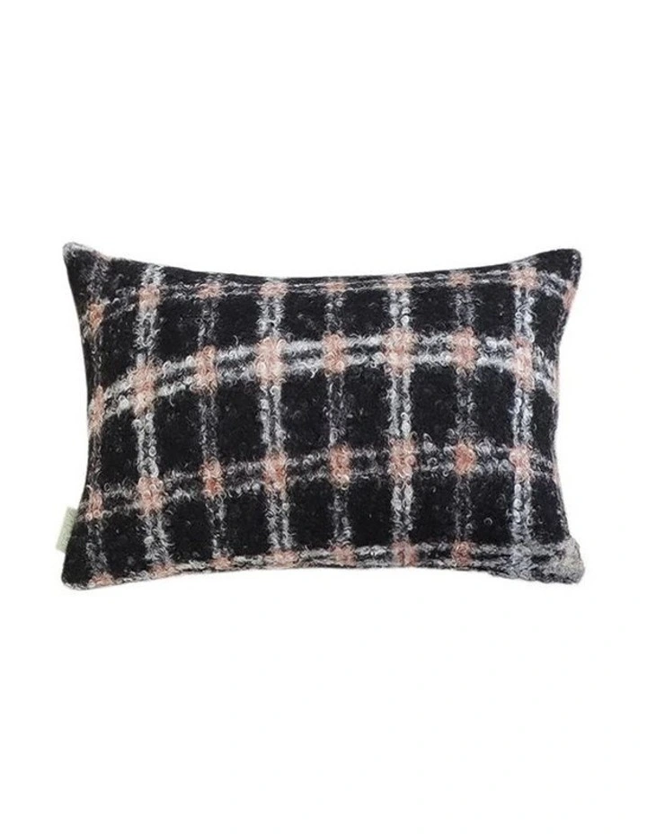 SOGA 2X 35cm Modern Plaid Pattern Blush Pink Gray Decorative Throw Pillow image 1