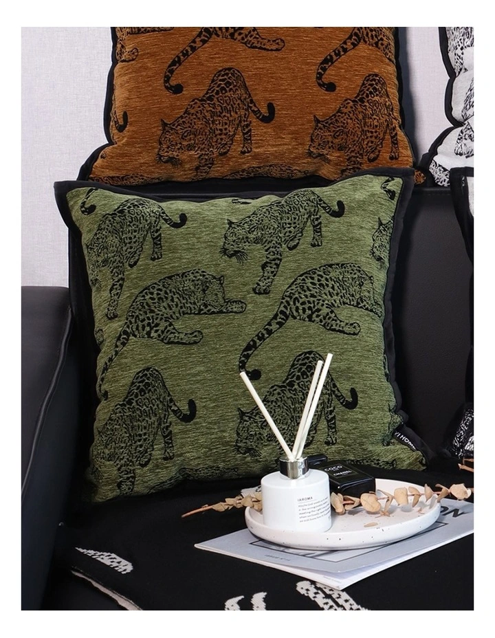 SOGA 2X 40cm Throw Pillow Green Leopard Square Retro Decorative Cushion for Living Room image 3