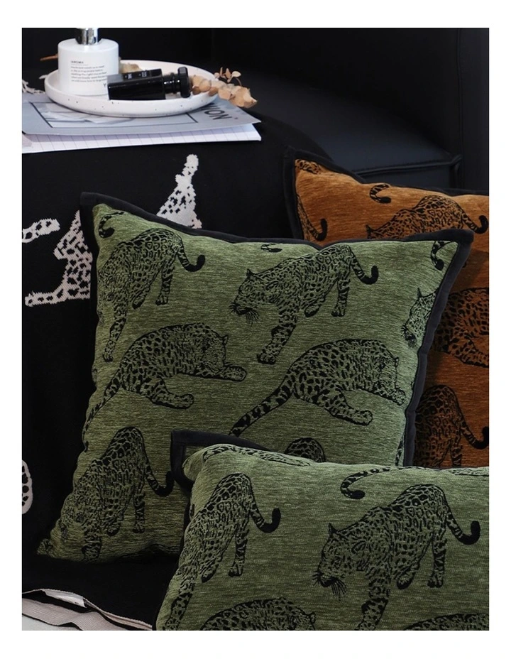 SOGA 2X 40cm Throw Pillow Green Leopard Square Retro Decorative Cushion for Living Room image 4