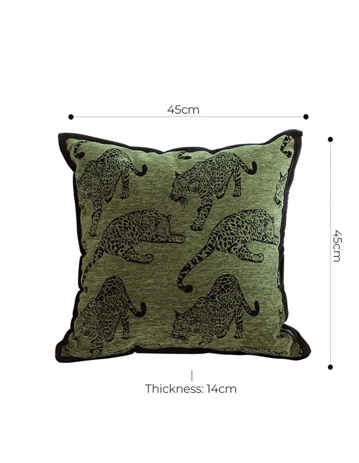 SOGA 2X 40cm Throw Pillow Green Leopard Square Retro Decorative Cushion for Living Room image 5