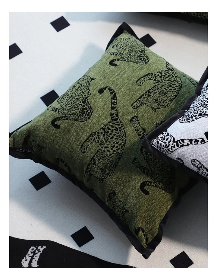 SOGA 2X 40cm Throw Pillow Green Leopard Square Retro Decorative Cushion for Living Room image 7
