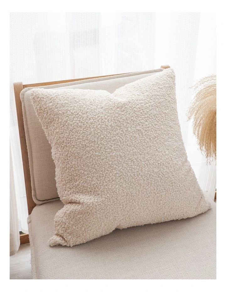 SOGA 2 Pack Cream Boucle Cushion Cover 50cm image 2