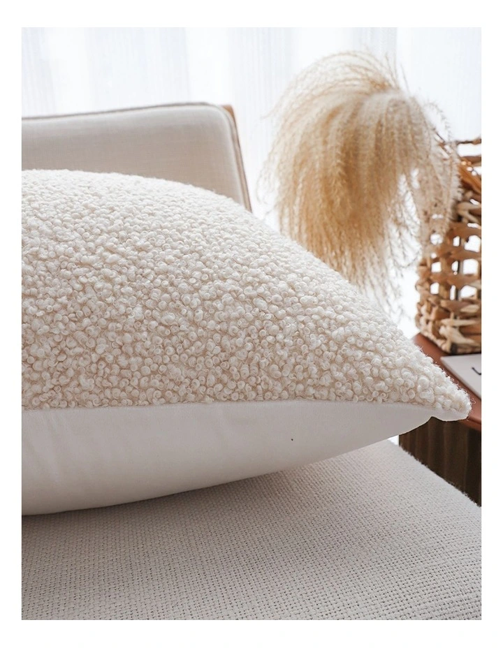 SOGA 2 Pack Cream Boucle Cushion Cover 50cm image 6